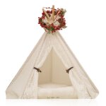 Td� tente pour animaux de compagnie chien cage niche chat liti�re chenil amovible et lavable en bois ...