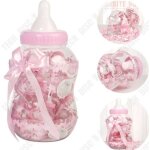 Td tirelire + 30 mini biberons rubans pour drages confiseries bonbons chocolat + etiquettes baptme ...
