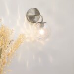 Teamson home - applique murale a 1 ampoule avec abat - jour en verre - argent