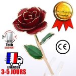 Tech discount� - magnifique fleur �ternelle rose rouge m�tallique p�tales dor�s plaqu�s or romantique ...