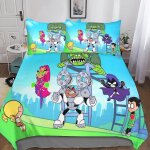 Teen titans housse de couette, d anime parure de lit housses de couettes microfibre avec fermeture ��clair ...