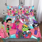 Teen titans housse de couette, d anime parure de lit housses de couettes microfibre avec fermeture ��clair ...