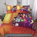 Teen titans housse de couette, d anime parure de lit housses de couettes microfibre avec fermeture ��clair ...