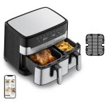 Tefal dual easy fry & grill ey905d double 8, 3 l autonome 2700 w friteuse d'air chaud acier inoxydable ...