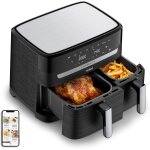 Tefal ey901810 dual friteuse sans huile, capacité 8. 3 l, 2 tiroirs de 5. 2 l et 3. 1 l, 7 programmes ... Tefal ey901810 dual friteuse sans huile, capacité 8. 3 l, 2 tiroirs de 5. 2 l et 3. 1 l, 7 programmes ...