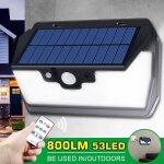 Tempsa 53led lampe solaire applique ext�rieure t�l�commande charge solaire / usb eclairage jardin