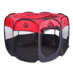Tente de cl�tures de chenil portative a 8 panneaux pour parc pliant pour animaux de compagnie red s
