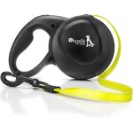 Teppc - laisse pour chien grands jusqu'à 50kg, 8m longue longe chien, enrouleur de sangle avec jaune ... Teppc - laisse pour chien grands jusqu'à 50kg, 8m longue longe chien, enrouleur de sangle avec jaune ...
