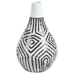 Terre cuite vase d�coratif 50 cm blanc noir ombilin