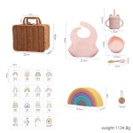 Tewindsor coffret cadeau en silicone pour bb, bol, bavoir, tasse, cuillre, jouet, fournitures'alimentation, ...