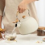 Théière en acier inoxydable, théière en email de qualité alimentaire avec poignée résistante a la chaleur ... Théière en acier inoxydable, théière en email de qualité alimentaire avec poignée résistante a la chaleur ...