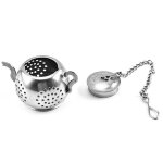 Thire en acier inoxydable en forme de cur, passoire a th, infuseur a th avec chane, filtre a herbes ...