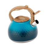 Thire bouilloire bleue en acier inoxydable 3000ml, sifflet bouilloire a eau pour le dessus poigne ...