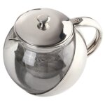 Théière moderne et elégante en acier inoxydable et verre, avec infuseur de feuilles de thé en vrac, accessoire ... Théière moderne et elégante en acier inoxydable et verre, avec infuseur de feuilles de thé en vrac, accessoire ...