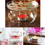Thire ronde en verre transparent rsistant a la chaleur, chauffe - bougie, base chauffante, nouveau ...