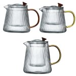 Thire en verre borosilicate transparent epais, rsistant, feuilles de th en vrac, thire avec filtre ...