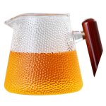Th�i�re en verre martel� avec poign�e en bois de 500ml, tasse transparente, epaissie, r�sistante a la ...