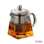 Thire en verre transparent a haute temprature avec infuseur en acier inoxydable, passoire a caf, ...