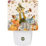 Thanksgiving epouvantail citrouille feuilles d'rable lin led veilleuse avec capteurs crpuscule a l'aube, ...