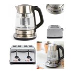 Thire bouilloire lectrique 2200w inox 1. 7l + grille - pain 1700 w inox 4 fentes larges 3 cm