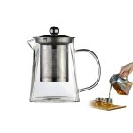 Th�i�re carr�e en verre avec infuseur en acier inoxydable pour infusions, th� noir, th� aux fleurs et ...