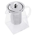 Theiere carree en verre avec infuseur, theiere en borosilicate de 550 ml avec filtre, theiere transparente ...