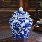 Thire en cramique prcieuse avec couvercle, porcelaine bleue et blanche, stockage gnral simple, ...