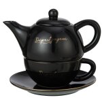 Th�i�re ego�ste en porcelaine noire d�part joyeux