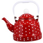Th�i�re emaill�e a col de cygne avec infuseur a th� rouge et distributeur d'eau chaude pour cuisini�re, ...