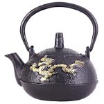 Th�i�re en fonte de qualit� sup�rieure avec infuseur ¿ th�i�re japonaise durable pour th� en vrac, noire, ...