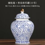 Thire rtro en porcelaine bleue et blanche, grand pot a enrouler lotus, dcoration de bureau, artisanat ...