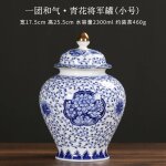 Thire rtro en porcelaine bleue et blanche, grand pot a enrouler lotus, dcoration de bureau, artisanat ...