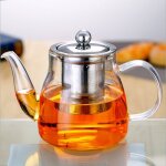 Th�i�re en verre r�sistant a la chaleur de 600ml, avec infuseur en acier inoxydable, r�cipient chauff�, ...