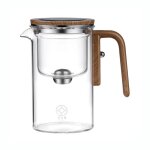 Th�i�re en verre avec poign�e en bois th�i�re en verre automatique en un clic th�i�re el�gante th�i�re ...