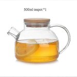 Thire en verre transparent rsistant a la chaleur, cafetire anti - fuite avec couvercle en bambou, ...