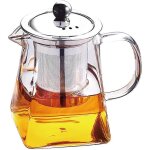 Thire, verre transparent avec insert en acier inoxydable, rsistant a la chaleur, verre borosilicate ...
