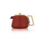 Theiere viggo 1000ml en fonte paprika avec poignee couvercle bois