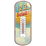 Thermomtre dco en mtal jaune et bleu 25 cm