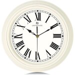 Tianyi - 30cm horloge murale chiffres romains vintage, silencieuse pendule murale beige blanc classique, ...