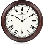 Tianyi - 30cm horloge murale chiffres romains vintage, silencieuse pendule murale couleur acajou classique, ...