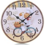 Tianyi - 30cm horloge murale cuisine bois vintage, silencieuse pendules murales chef, retro design sans ...