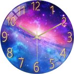 Tianyi - 30cm horloge murale verre voie lacte, silencieuse pendule murale violet moderne design crative, ...