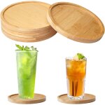 Tianyi - 4 pices dessous de verre bois, Ø 12 cm ronde sous verres rond en bambou, dessous de bougie ...