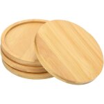 Tianyi - 4 pices dessous de verre bois 8 cm, bambou dessous de verre, rutilisable bougeoir bois, convient ...