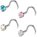 Tianyi - lot de 4 piercings de nez en titane de grade 23 pour femme, 2 mm et 3 mm, en oxyde de zirconium, ... Tianyi - lot de 4 piercings de nez en titane de grade 23 pour femme, 2 mm et 3 mm, en oxyde de zirconium, ...