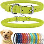 Tianyi - collier pour chien en cuir roul, collier pour chiot rond rembourr doux, collier en cuir vritable ...