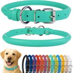 Tianyi - collier pour chien en cuir roul, collier pour chiot rond rembourr doux, collier en cuir vritable ...