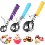 Tianyi - cuillre a glace 3 pices, cuillre a biscuits cuillre a glace en acier inoxydable 18 / 8 avec ...