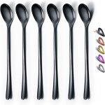 Tianyi - cuillre a long manche noir, agitateur a caf, cuillre a caf en acier inoxydable de qualit ...