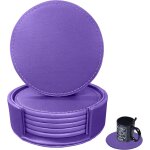 Tianyi - dessous de verre 6 pices en simili cuir souple, dessous de verres ronds avec couture autour, ...